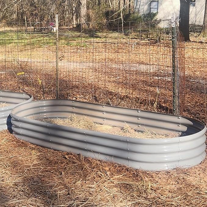 2 Pack 8x3x1FT Galvanized Raised Garden Bed Large Metal Planter Box Kit Elevated Raised Garden Planters for Outdoor Plants, Gray-HomvellaHome