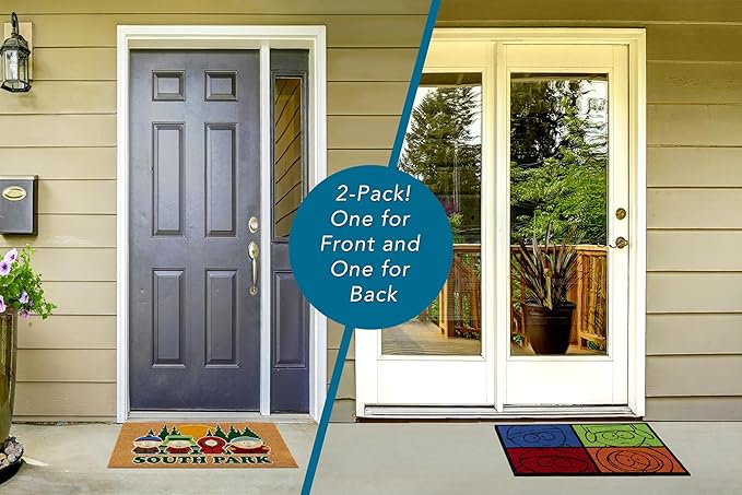 Gertmenian Coir Doormat - 2x3 Welcome Mat (2-Pack), Ideal for High Traffic Areas in Front Door, Garage, Entryway - South Park Gang/South Park Blocks, 80010-HomvellaHome