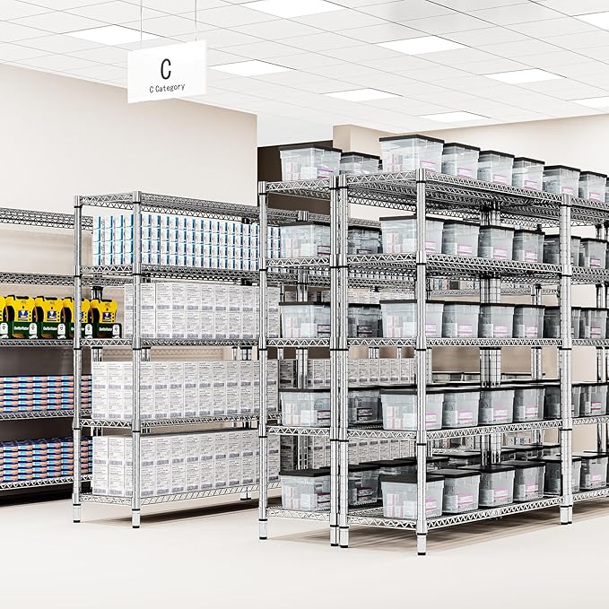 1760 LBs 4 Tier Storage Rack Metal Wire Shelving Unit, Storage Standing Shelf Organizer for Laundry Bathroom Kitchen Pantry Garage Utility Room, Chrome 17.7" D x 59.1" W x 70.4" H-HomvellaHome