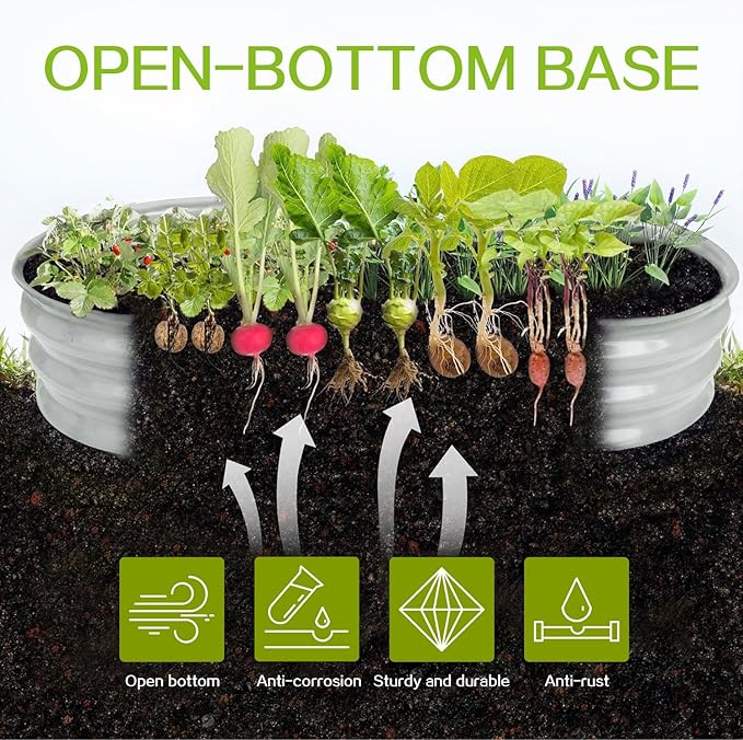 Gardmax 2 Pack Galvanized Raised Garden Bed, Lightweight Planter Boxes Outdoor with Easy Assembly, Large Garden Bed for Vegetables, Fruits, Flower Silver-HomvellaHome