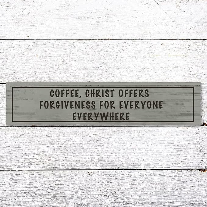 Generic Wood Sign Coffee Offers Forgiveness for Everyone Everywhere Rustic Wooden Hanging Sign Home Farmhouse Kitchen Wall Decor 16 x 4 Inch-HomvellaHome
