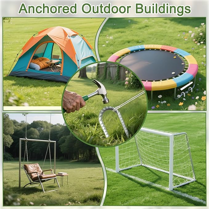 16 Inch 28 Pack Rebar Stakes, 3/8" Diameter J Hook Steel Ground Anchor Stakes, Heavy Duty Galvanized Tent Stakes, Metal Fence Stakes for Outdoor Decoration Yard Inflatables Gardening-HomvellaHome