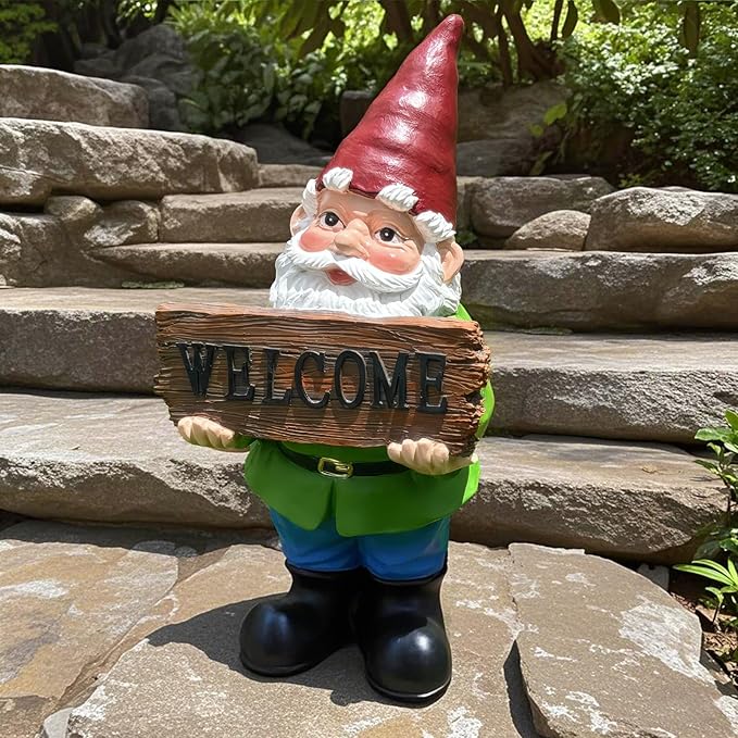Gnome Garden Decor Statue Gnomes Decorations for Yard with Welcome Sign Outdoor Decorations for Patio Unique Garden Gifts for Women Mom Grandma-HomvellaHome
