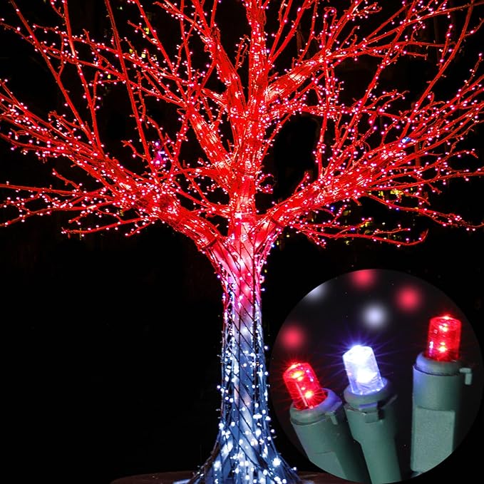 100 Count RED and White - String Lights - 21.6FT LED Christmas Lights, Mini led Lights for Indoor Outdoor Home Holiday Party Wedding Independence Day Decoration-HomvellaHome