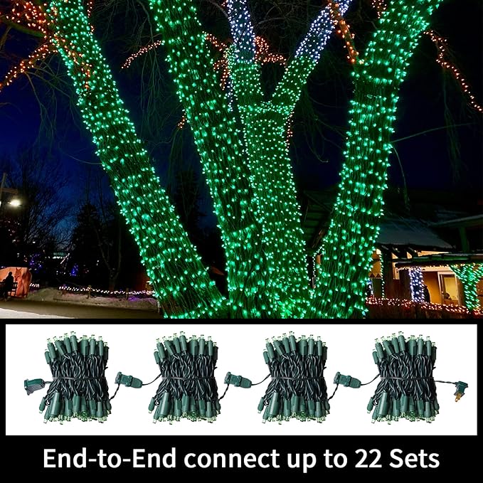 100 Count Green- String Lights - 21.6FT LED Christmas Lights, Mini led Lights for Indoor Outdoor Home Holiday Party Wedding Independence Day Decoration-HomvellaHome