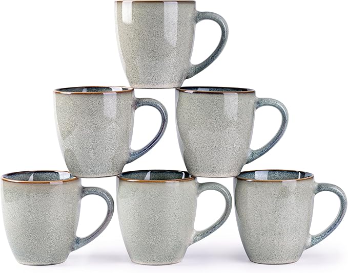 GBHOME Ceramic Coffee Mugs Set of 6, 12oz Stoneware Coffee Mugs Set For Dad Mom Women MEN, Light Weight Coffee Cups for Latte/Tea/Beer/Hot Cocoa, Dishwasher & Microwave Safe-HomvellaHome