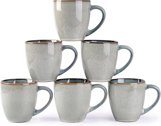 GBHOME Ceramic Coffee Mugs Set of 6, 12oz Stoneware Coffee Mugs Set For Dad Mom Women MEN, Light Weight Coffee Cups for Latte/Tea/Beer/Hot Cocoa, Dishwasher & Microwave Safe-HomvellaHome