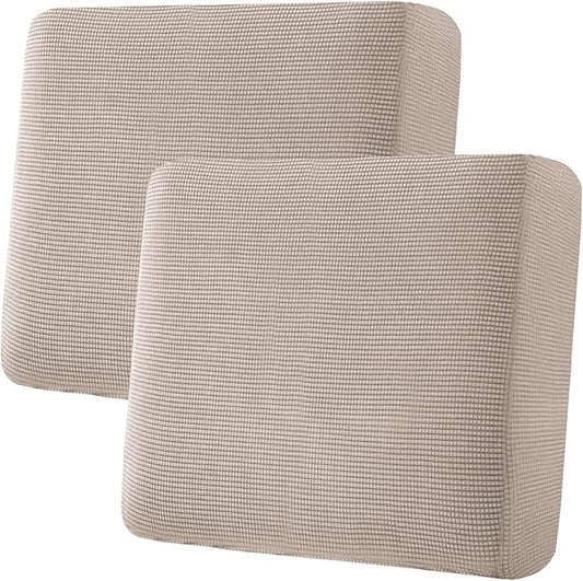 H.VERSAILTEX Super Stretch Individual Seat Sofa Covers Couch Slipcover Sets Thick Jacquard Textured Twill Fabric (2 Piece Large Sofa Cushion Covers, Sand)-HomvellaHome