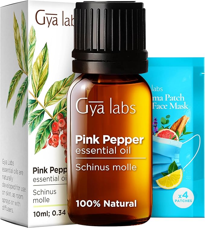 Gya Labs Pink Pepper Essential Oil for Skin - 0.34 Fl Oz - 100% Pure Natural Pink Pepper Oil for Diffuser, Face, Massage Aromatherapy ,DIY & Candle Making Scent-HomvellaHome