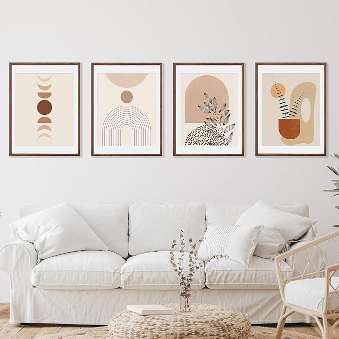 18x24 Poster Frame Set of 4 Natural Solid Walnut Photo Frames with 16x20 Removable Mat Wall Hanging Large Handcrafted Frame with HD Plexiglass Wall and Tabletop Display Large Picture Frame-HomvellaHome