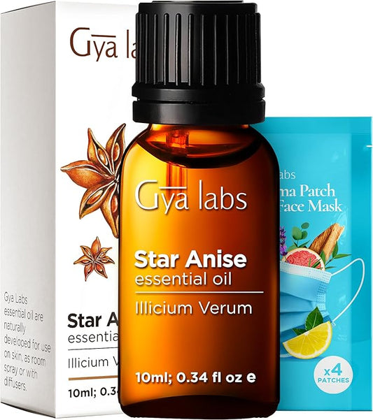 Gya Labs Star Anise Essential Oil for Skin - 0.34 Fl Oz - 100% Pure Natural Star Anise Oil for Diffuser, Hair, DIY & Aromatherapy & Candle Making Scent-HomvellaHome