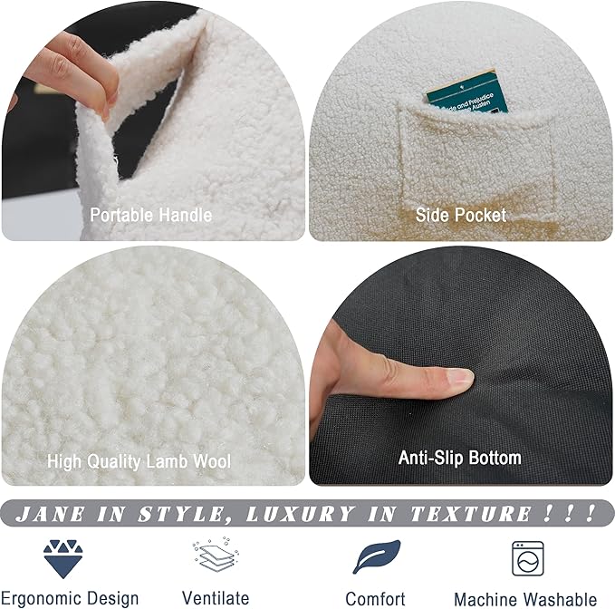 Giant Bean Bag Chair, Lambswool Bean Bag Chair for Adults, Eco-Friendly Filling Soft Bean Bag, White Been Bag for Bedroom, Living Room-HomvellaHome