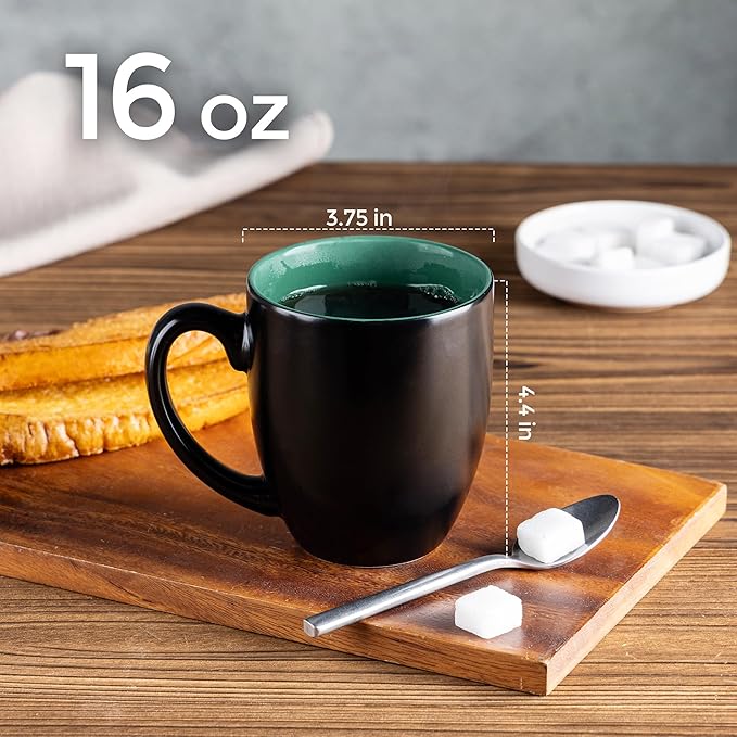 GBHOME 16oz Coffee Mugs Set of 6, Large Ceramic Coffee Mugs for Man, Woman, Dad, Mom, Modern Coffee Mugs Set with handle for Tea/Latte/Cappuccino/Milk/Cocoa. Dishwasher&Microwave Safe,Green-HomvellaHome