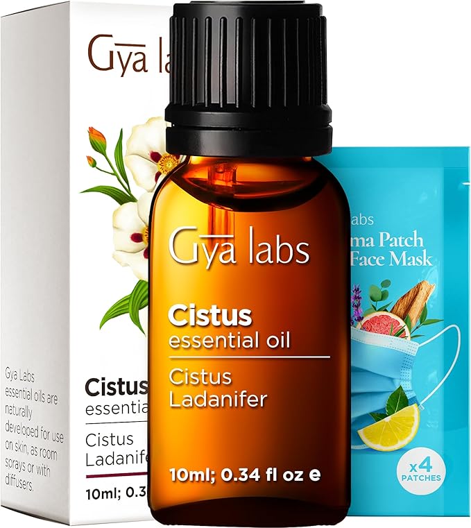 Gya Labs Cistus Essential Oil for Hair - 0.34 Fl Oz - 100% Pure Natural Cistus Oil for Diffuser, Skin, Aromatherapy & Candle Making Scent-HomvellaHome