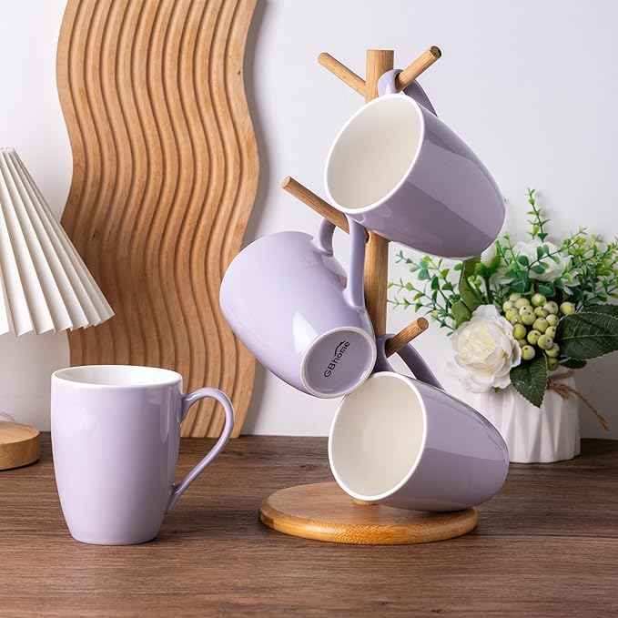 GBHOME 16oz Coffee Mugs Set of 6, Large Ceramic Coffee Mugs for Man, Woman, Dad, Mom, Modern Coffee Mugs Set with handle for Tea/Latte/Cappuccino/Milk/Cocoa. Dishwasher&Microwave Safe,Puple-HomvellaHome
