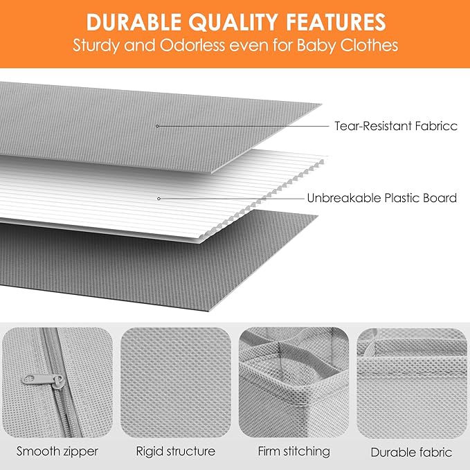 12 Pack Sock Underwear Drawer Organizer Dividers, 116 Cells Fabric Foldable Dresser Closet Organizers and Storage Bins for Baby Clothing, Women Men Underwear Socks, Bra, Ties, Scarf-HomvellaHome