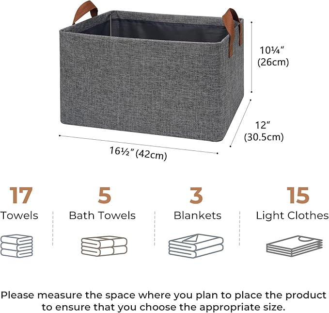 GRANNY SAYS Storage Baskets for Shelves, Closet Organizer Bins, Clothes Storage Bins with Metal Frame, Extra Large Baskets for Organizing and Storage, Collapsible, Dark Gray, 2-Pack-HomvellaHome