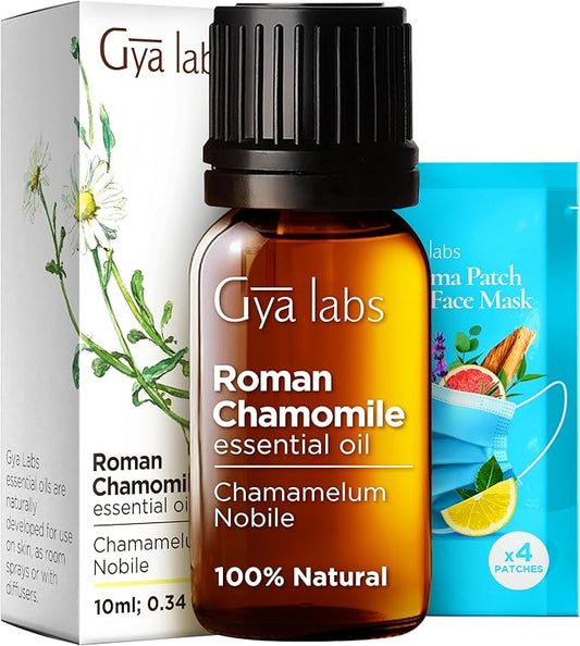 Gya Labs Roman Chamomile Essential Oil for Diffuser - 0.34 Fl Oz - 100% Pure Natural Roman Chamomile Oil for Skin, Hair, Face, Aromatherapy & Candle Making Scent-HomvellaHome