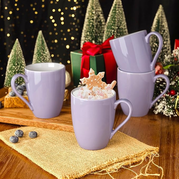 GBHOME 16oz Coffee Mugs Set of 6, Large Ceramic Coffee Mugs for Man, Woman, Dad, Mom, Modern Coffee Mugs Set with handle for Tea/Latte/Cappuccino/Milk/Cocoa. Dishwasher&Microwave Safe,Puple-HomvellaHome