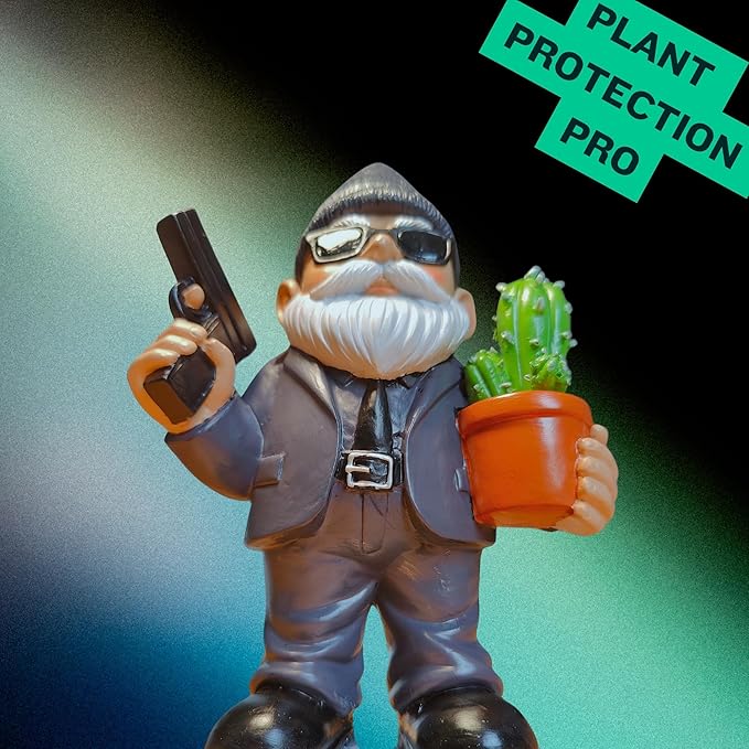 Gnome Decoration for Garden & Home - Professional Hitman Look Statue, Léon Inspired 8.7 Inch Resin Decor, Unique Outdoor Gift for Women/Men-HomvellaHome