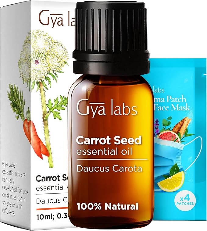 Gya Labs Carrot Seed Essential Oil - 0.34 Fl Oz - 100% Pure Natural Carrot Oil for Skincare, Hair, Scalp & Aromatherapy, Massages ,DIY ＆Candle Making Scent-HomvellaHome