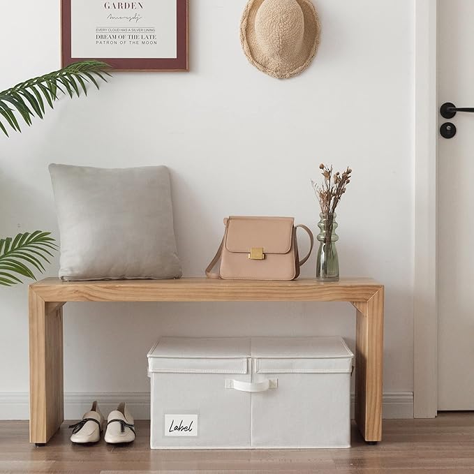 GRANNY SAYS Fabric Storage Bin with Lid, Decorative Storage Box for Shelves, Container Storage Basket Organizer, Closet Bins with Lids for Organizing, Jumbo, Ivory, 1-Pack-HomvellaHome