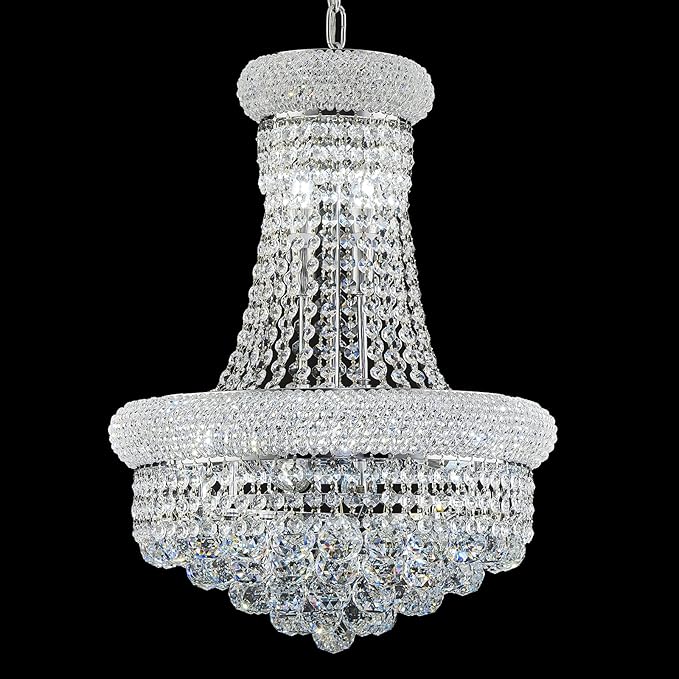 10 - Light Unique Empire Crystal Chandelier for Dining Room Foyer Entryway Living Room Bedroom Chrome Finish-HomvellaHome