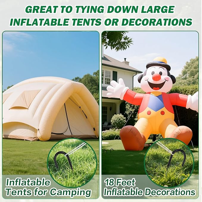 16 Inch Ground Stakes Heavy Duty,16 Pack Metal Fence Stakes for Ground for Wire Fencing,Heavy Duty Long Tent Stakes for Trampolines Camping Canopies and Swing Set-HomvellaHome