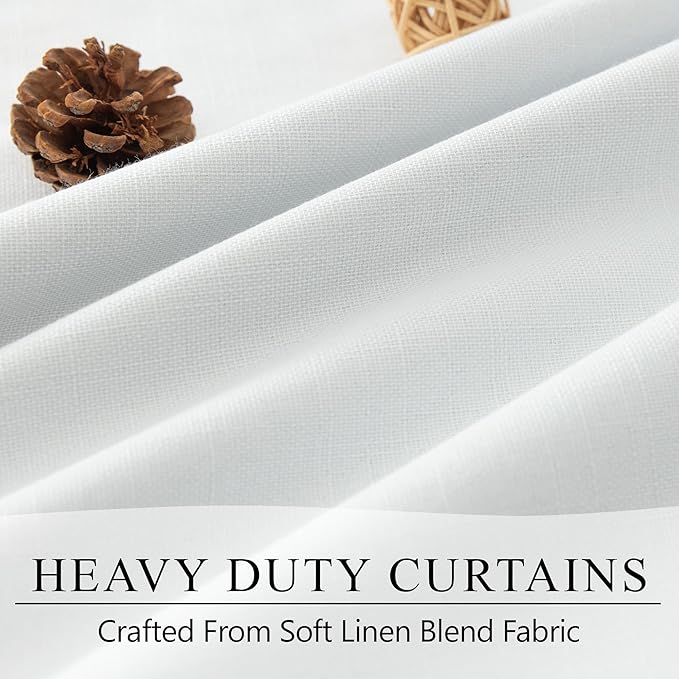 100% Blackout White Elegant Curtains 94 Inch Long 2 Panel for Living Room/Sunroom Thermal Insulated Darkening Curtains for Bedroom Windows Noise Cancelling Soundproof Farmhouse Drapes Office Back Tab-HomvellaHome