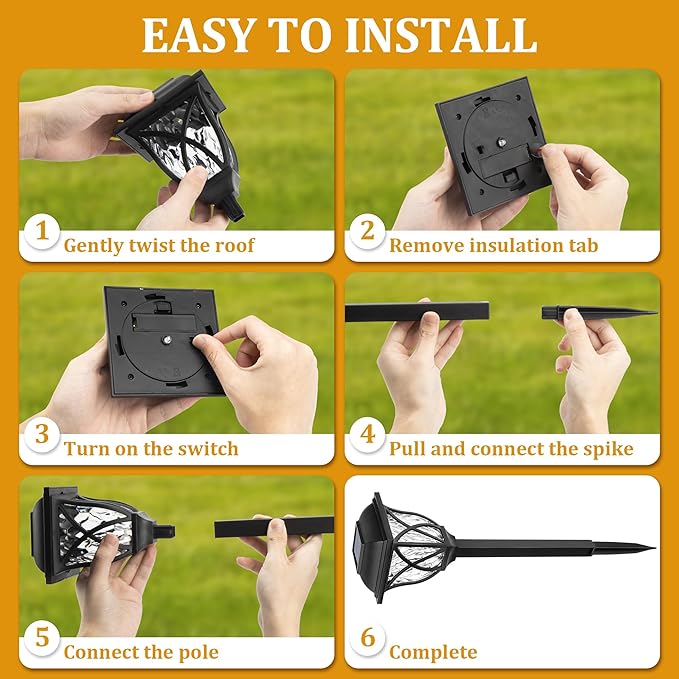 GIGALUMI Solar Lights Outdoor Waterproof, 6 Pack LED Solar Garden Lights, Outdoor Decorations, Garden Decor for Yard, Patio, Landscape, Planter, Walkway (Warm White)-HomvellaHome