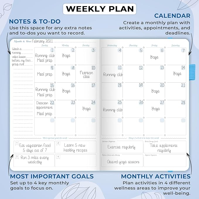 GoGirl Food Journal & Wellness Planner –– Diet & Fitness Diary – Nutrition Journal with Meal, Exercise & Weigh Loss Tracker, A5 (Periwinkle)-HomvellaHome