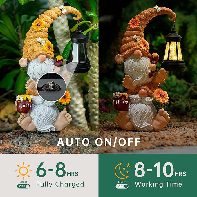 Garden Gnome Statue with Solar Lights – Large Outdoor Sculptures for Patio, Lawn, Yard – Ideal Gifts for Moms, Women, Grandma, Mothers Day, Birthdays, – Funny Double Gnomes Decoration for Housewarming-HomvellaHome