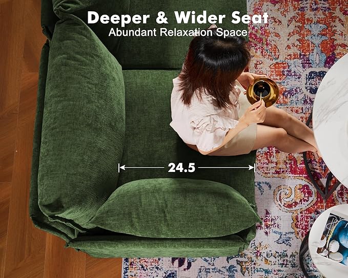 135.5" Oversized Modular Sectional Sofa, L Shaped Convertible Couch with Movable Ottoman, 5 Seat Corner Couches for Living Room Deep Seat Green Chenille-HomvellaHome