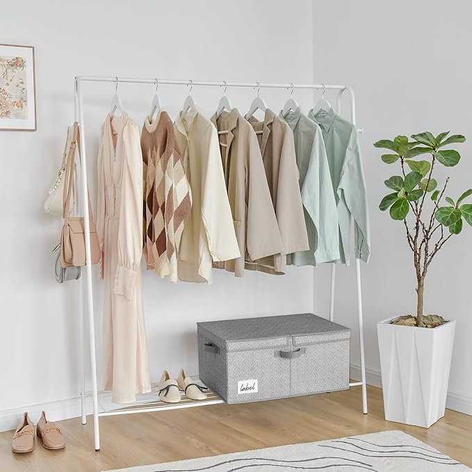 GRANNY SAYS Fabric Storage Bin with Lid, Decorative Storage Box, Extra Large Storage Baskets, Closet Organizer, Gray, 1-Pack-HomvellaHome