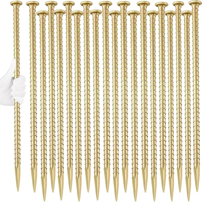 16 Inch Rebar Stakes (20 Pack) 1/2 Inch Diameter Galvanized Steel Ground Anchors Heavy Duty Anchoring Spikes for Speed Bump, Parking Curb and Tent-HomvellaHome