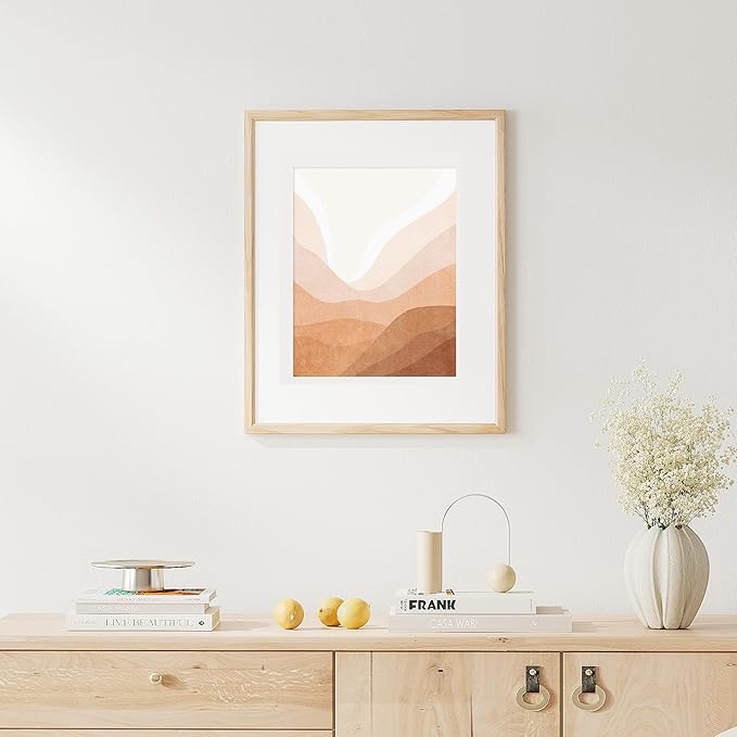 16x20 Picture Frame Set of 4 Natural Solid Oak Photo Frames with 11x14 Removable Mat Wall Hanging Large Handcrafted Frame with HD Plexiglass Wall and Tabletop Display Large Poster Frame-HomvellaHome