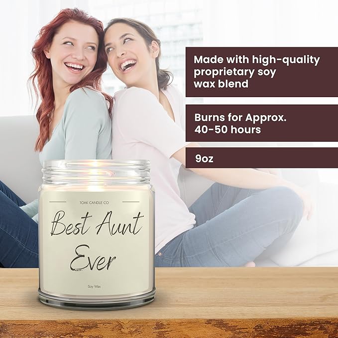 1OAK Vanilla Scented Candles - Aunt Candle - Best Aunt Gifts for Christmas from Niece, Nephew - Best Auntie Ever Gifts for Women-HomvellaHome