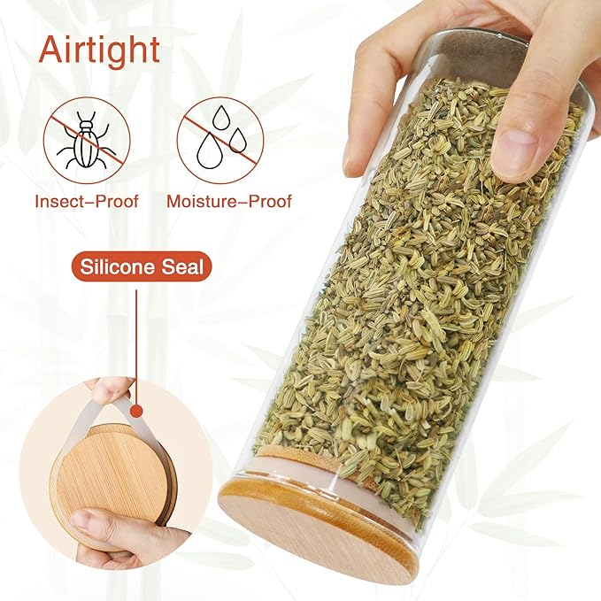 16 oz 20 pcs Glass Jars with Bamboo Lids, Stackable Clear Food Storage Jars, Airtight Kichen Glass Pantry Storage Containers with Lids for Rice, Candy, Sugar, Flour, Nuts, Cookie, Spice-HomvellaHome