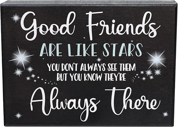 Good Friends Are Like Stars Wooden Sign – Sentimental Gift for Best Friend, Rustic Wall Hanging Decor, Friendship Keepsake, American Made, Thoughtful Birthday-HomvellaHome
