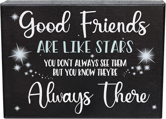 Good Friends Are Like Stars Wooden Sign – Sentimental Gift for Best Friend, Rustic Wall Hanging Decor, Friendship Keepsake, American Made, Thoughtful Birthday-HomvellaHome