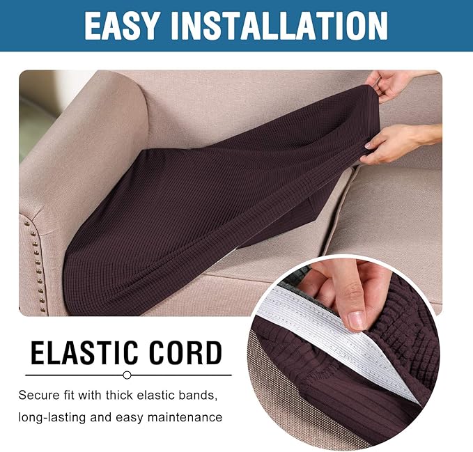 H.VERSAILTEX Super Stretch Stylish Cushions Covers/Furniture Cover Spandex Jacquard Small Checked Pattern Super Soft Slipcover Washable Individual-HomvellaHome