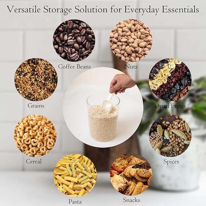 Glass Storage Jars Set Elegant Containers with Airtight Bamboo Lids, Perfect for Kitchen Organization - Flour, Rice, Pasta, Sugar, Coffee Beans, Accessories Included (2 packs(37oz / 110oz))-HomvellaHome