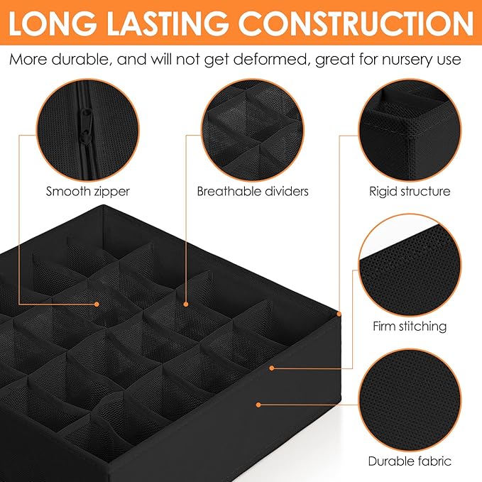 12 Pack Drawer Organizers, 116 Compartments Fabric Foldable Dresser Drawer Organizers for Clothing, Closet Organizers and Storage Bins for Clothes, Christmas Ornament Storage Boxes with Dividers-HomvellaHome