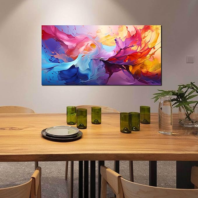GUGIKA Abstract Wall Art for Living Room, Colorful Canvas Wall Decor for Bedroom, Picture Print, Size 48x24 Inches-HomvellaHome