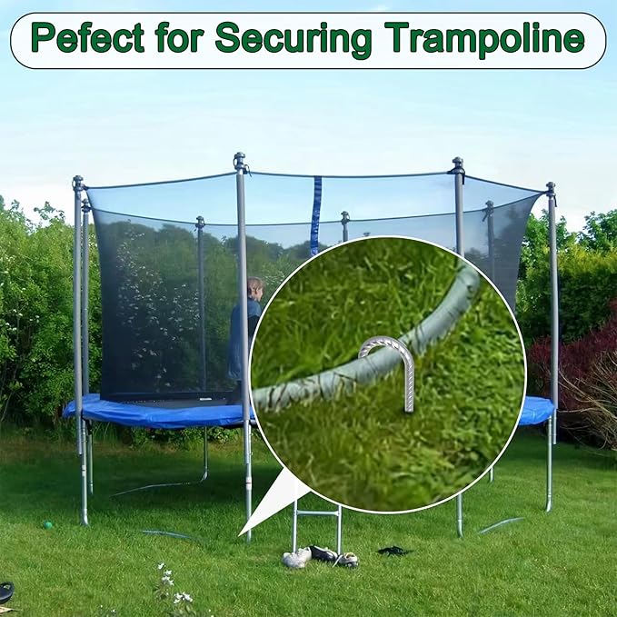 12 Inch Ground Stakes Heavy Duty J Hook 30 Pack Metal Spikes Galvanized Ground Anchors Rebar Tent Stakes for Fence, Bounce House, Gazebos and Outdoor Decorations Inflatables-HomvellaHome