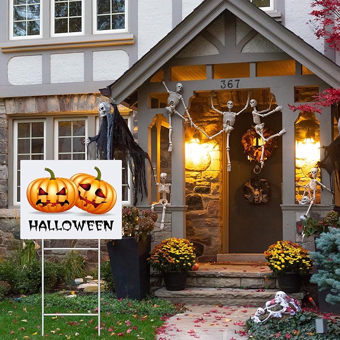 12 Pcs H Stakes for Yard Signs 30'' x 10'' Metal Heavy Duty H Frame Wire Stakes Weatherproof Metal Holder for 4mm 5mm Corrugated Signs Advertising Board Guidepost Yard Halloween Decor-HomvellaHome