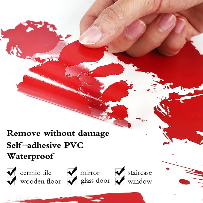 173PCS Halloween Bloody Footprints Floor Clings Plus Tattoos - Hallowmas Handprint Zombie Restroom Sign Decals Party Decorations-HomvellaHome