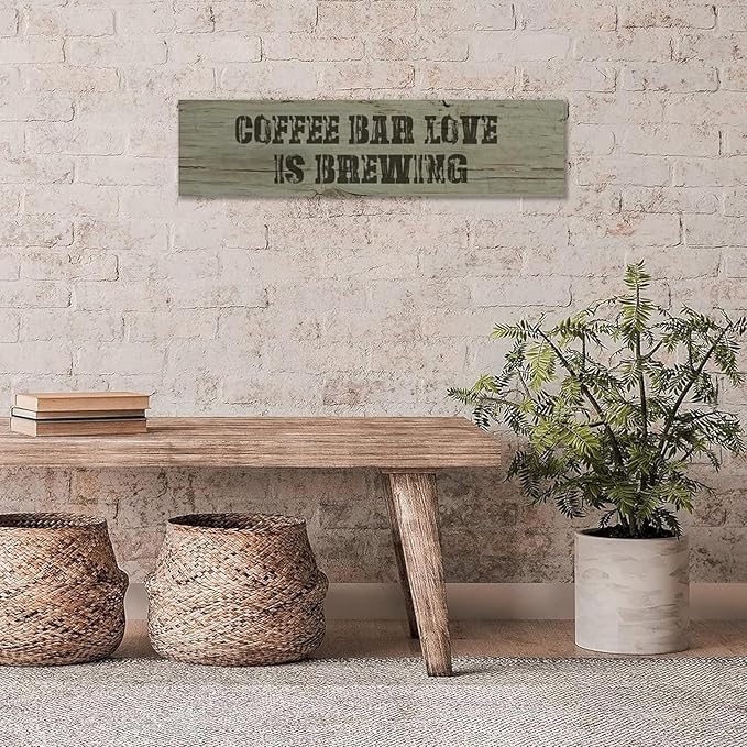 Generic Funny Wood Sign Coffee Bar Love is Brewing Rustic Wooden Hanging Sign Home Farmhouse Kitchen Wall Decoration 16 x 6 Inch-HomvellaHome