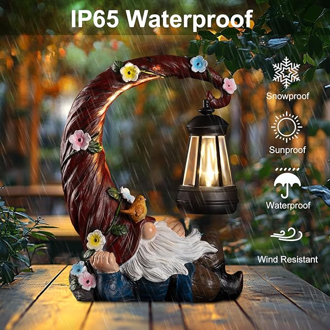 Garden Gnomes Outdoor Statues with Solar Light Funny Gnome Decor Gifts for Women Mom Gnomes Decorations for Home Patio Lawn Yard Garden Decor-HomvellaHome