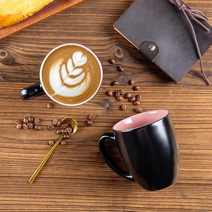 GBHOME 16oz Coffee Mugs Set of 6, Large Ceramic Coffee Mugs for Man, Woman, Dad, Mom, Modern Coffee Mugs Set with handle for Tea/Latte/Cappuccino/Milk/Cocoa. Dishwasher&Microwave Safe,Multi-Color-HomvellaHome